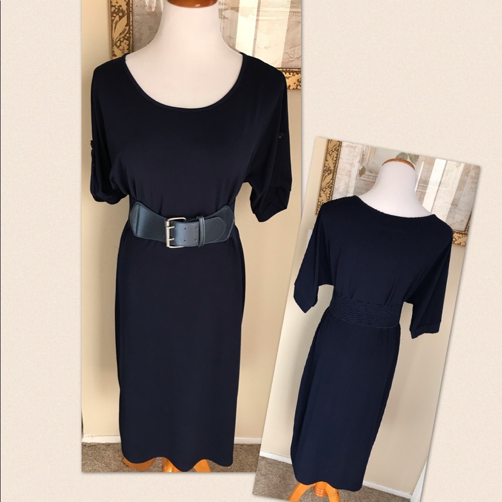 Forever (not 21) Navy Belted Dress